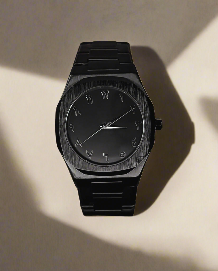 BLACK ARABIC AURA WATCH STAINLESS STEEL